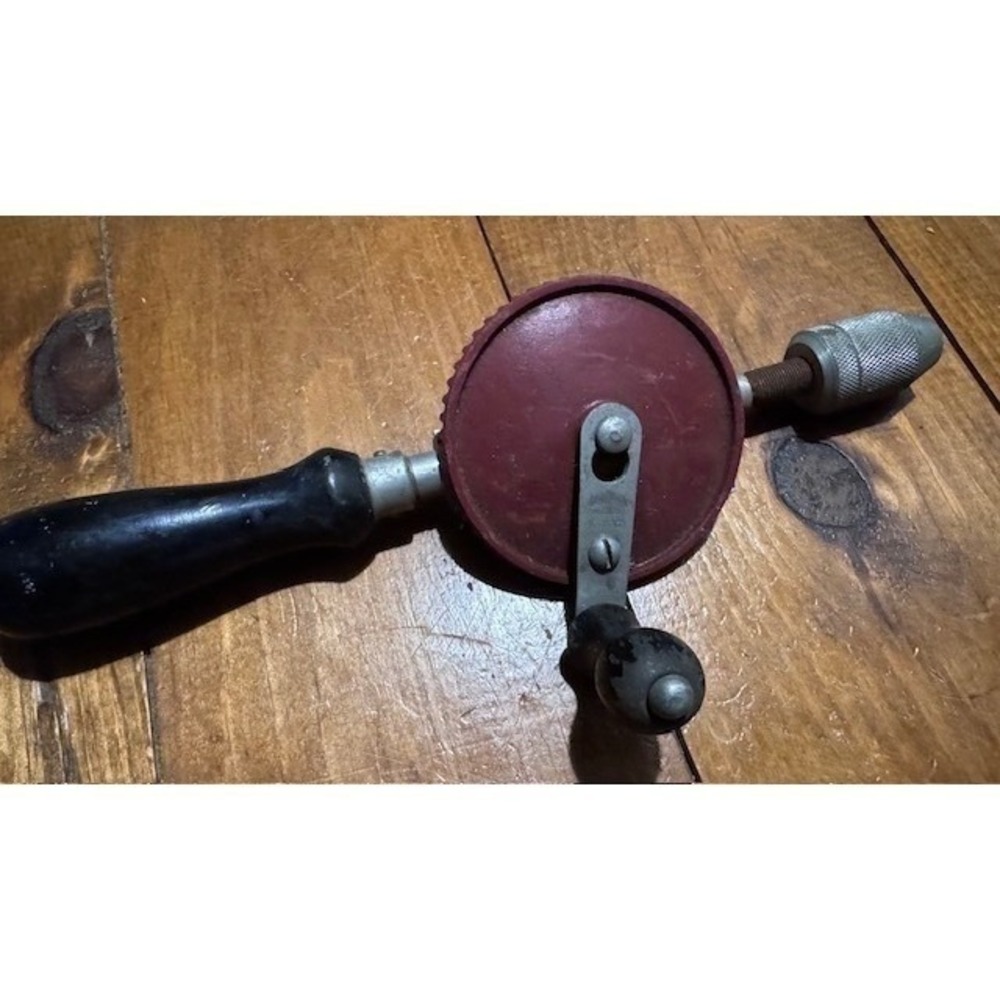 Vintage Stanley No 1221 Hand Drill Eggbeater Manual Crank Woodworking Tool USA